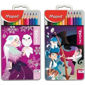 CRAYON DE COULEUR TATOO ETUI 12 METAL