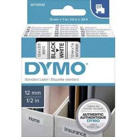 RUBAN DYMO 12MM*7M NOIR/BLANC