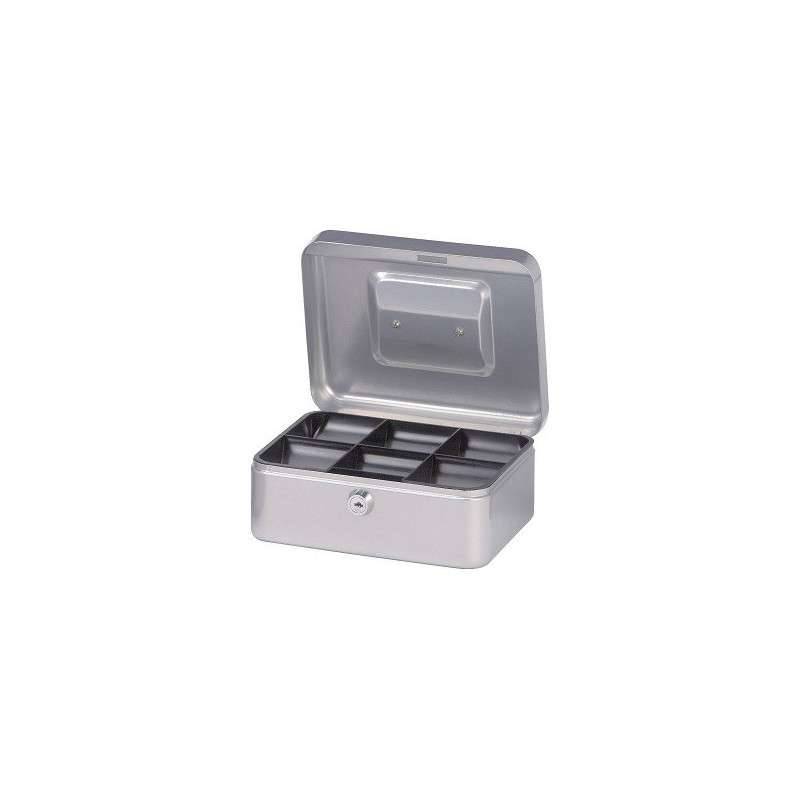 CAISSE A MONNAIE 200*160*90 MM SERRURE A CLE - CASIER 6 COMPARTIMENTS A PIECES - COULEUR GRIS ANTHRACITE FINITION MAT SABLE