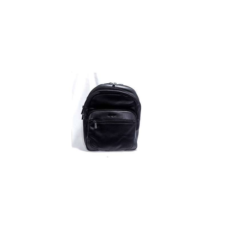 SAC A DOS PORTE-ORDINATEUR 32*43*16.5 CM CUIR DE VACHETTE GRAINE/LISSE NOIR