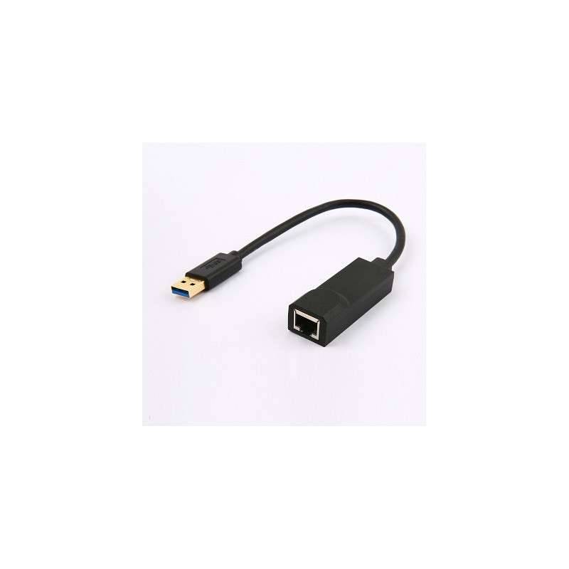 ADAPTATEUR USB 3.0 USB-A/RJ45 GIGABIT MÂLE/FEMELLE NOIR