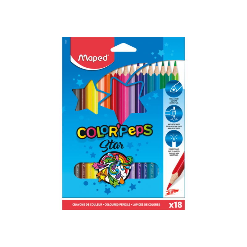 MAPED ColorPeps Classic, 18 couleurs, triangulaire