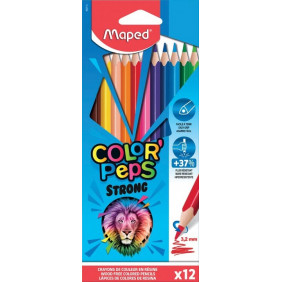Maped Crayon De Couleur Color'peps Strong, 12 Crayons En Etui Cartonné