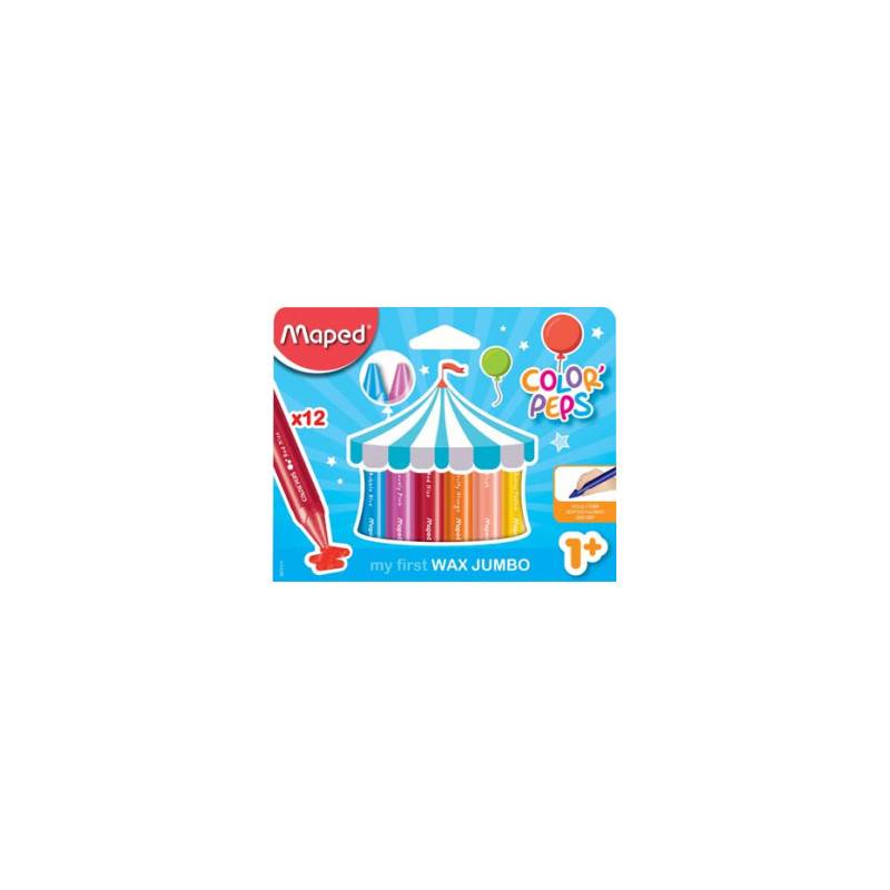 Maped crayon à cire Color'Peps Jumbo Early Age, boîte de 12 pièces en couleurs assorties