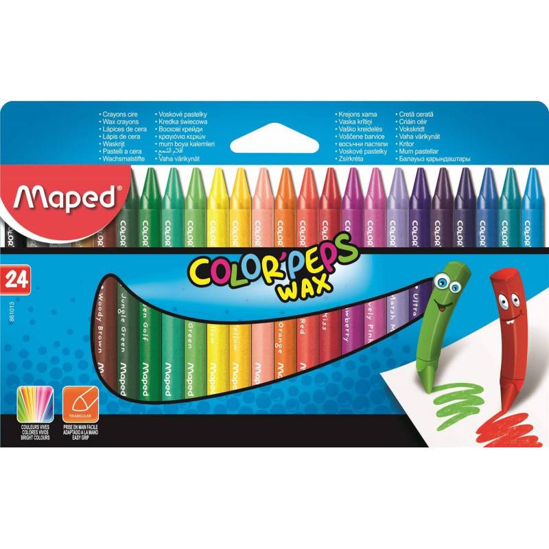 Maped Crayons Color Peps Wax Cire, 24 Étui En Carton