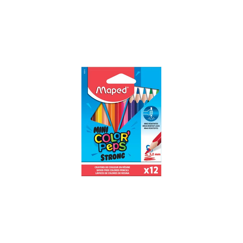 Maped crayon de couleur Color'Peps Mini Strong, 12 crayons en étui cartonné