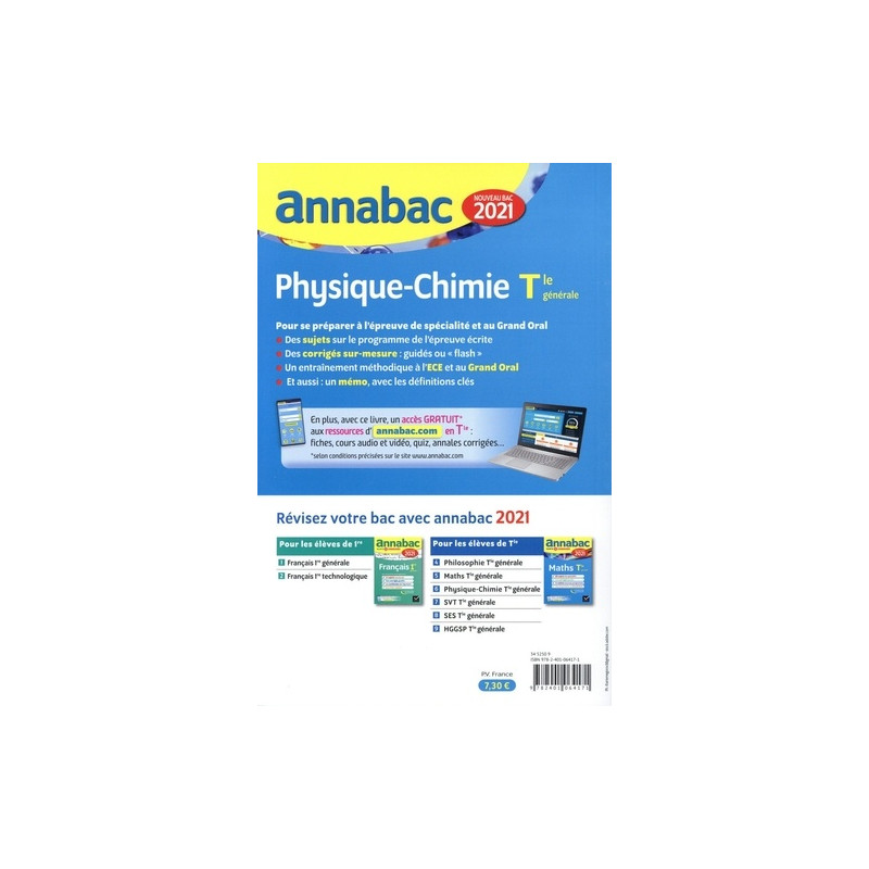 Physique Chimie Spécialité Tle générale - Sujets et corrigés