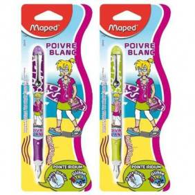 MAPED- 1 Stylo plume POIVRE BLANC KELLY - pointe moyenne - 2 Visuels possibles