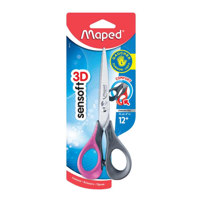 Maped Ciseaux Sensoft, 16 Cm, Pour Gauchers, A Bouts Pointus 1 Stuk