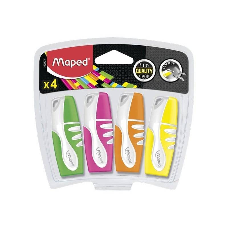 4 Surligneurs Fluo Peps Pocket Soft Couleur Ass.