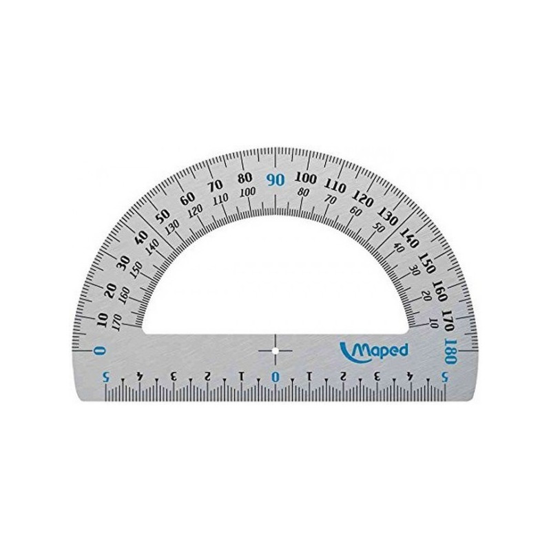 Rapporteur demi-circulaire 180 degrès en aluminium MAPED.