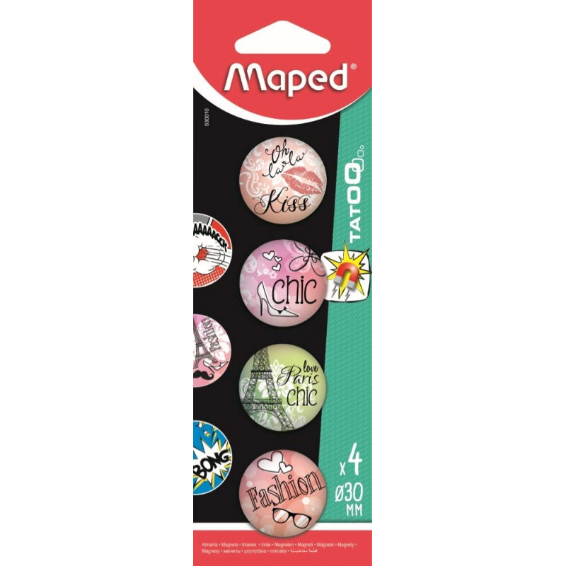 Maped Tatoo Teen 530010 Blister de 4 Aimants Ø 30 mm