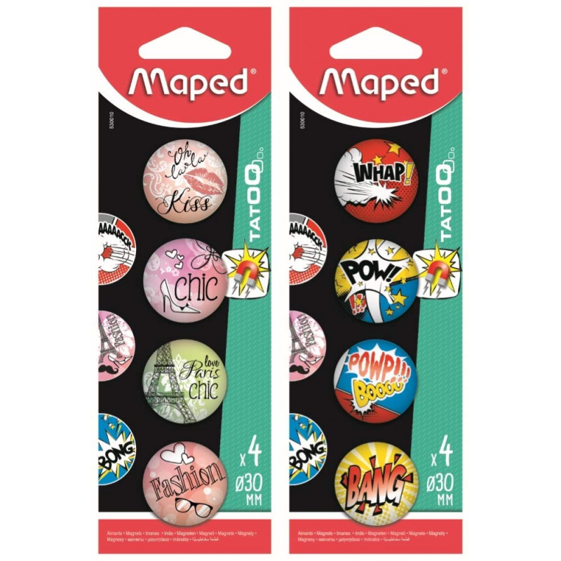 Maped Tatoo Teen 530010 Blister de 4 Aimants Ø 30 mm