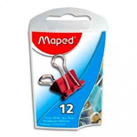 MAPED Boîte de 12 pinces clip largeur 15mm coloris assortis