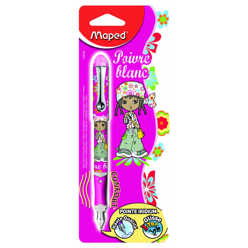 Maped Poivre Blanc Stylo-plume décor Leelou Couleurs Assorties