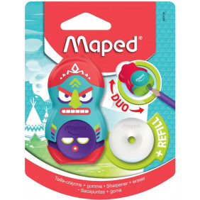 Maped taille-crayon + gomme Totem, blister de 1 pièce