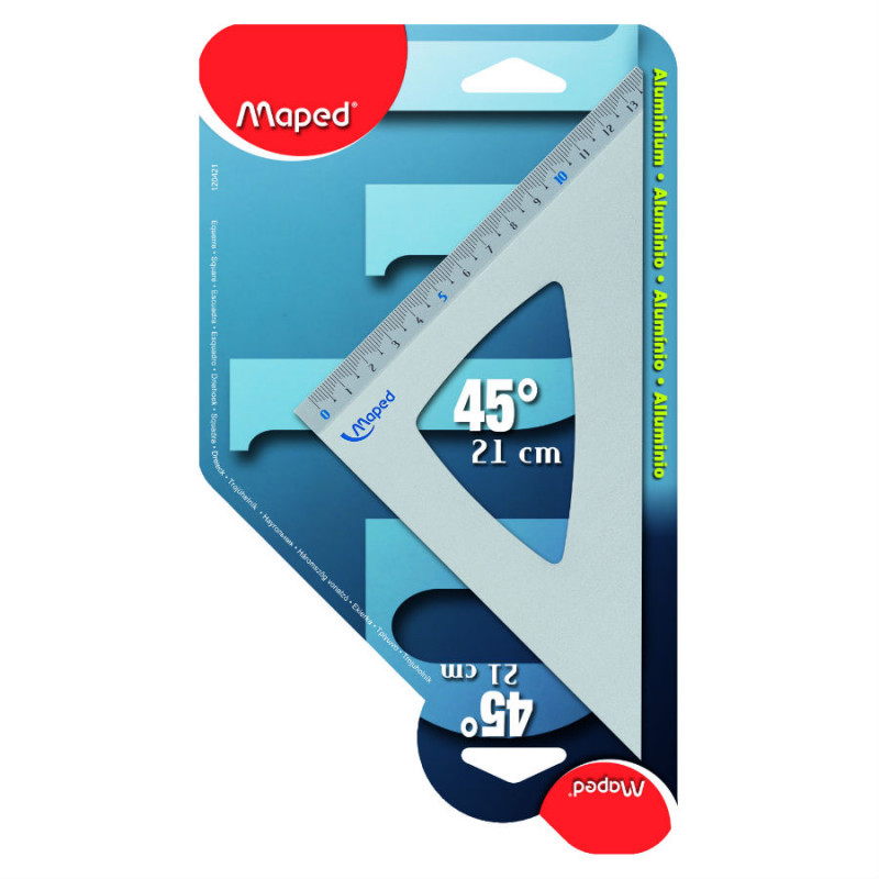 Equerre 45° en aluminium - MAPED - Hypoténuse - 21 cm