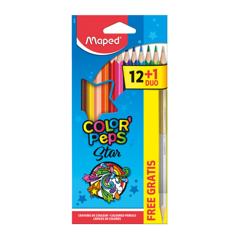 Crayons De Couleur Color'peps X12 + 1 Crayon Duo