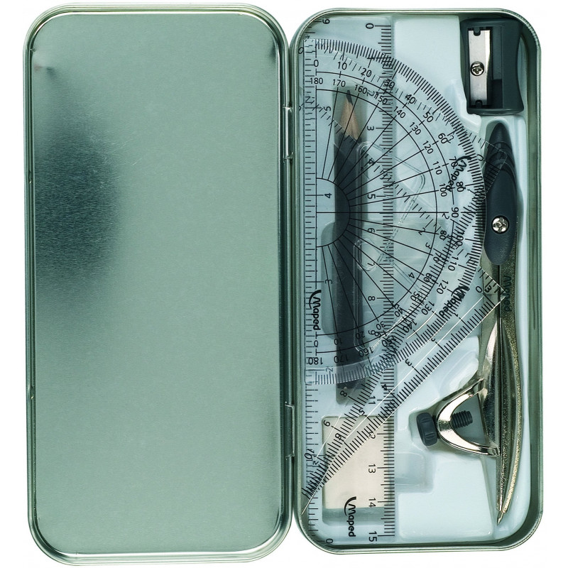 Maped "Ensemble d'étude mathématique de 8 pièces dans un boîtier en métal