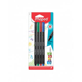 MAPED - Lot de 4 Feutres fineliner Graph'peps - Assortis