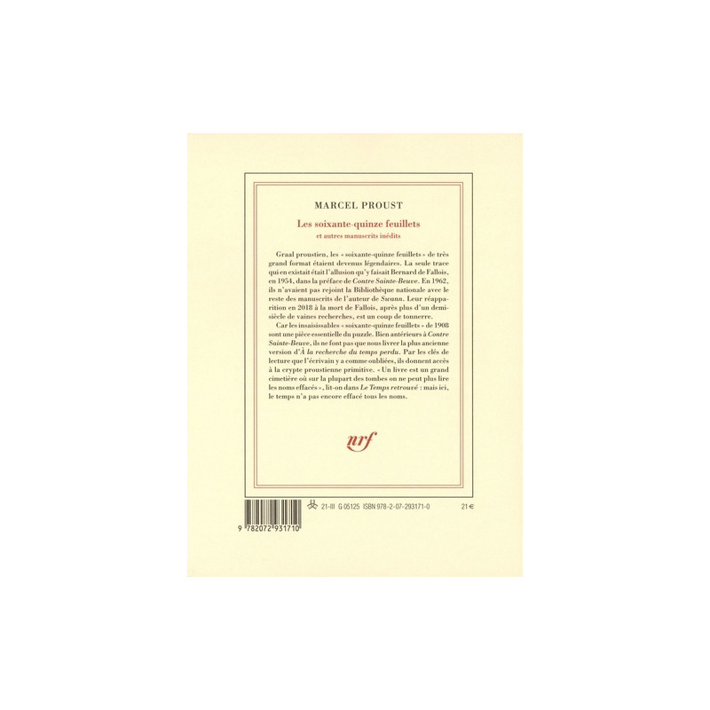 Les soixante-quinze feuillets - Et autres manuscrits inédits