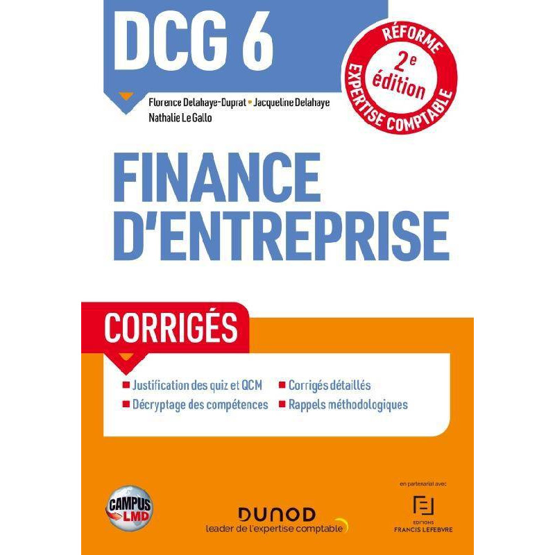 CAMPUS - DCG 6 - Finance d'entreprise Corrigés 2021-2022 2e éd