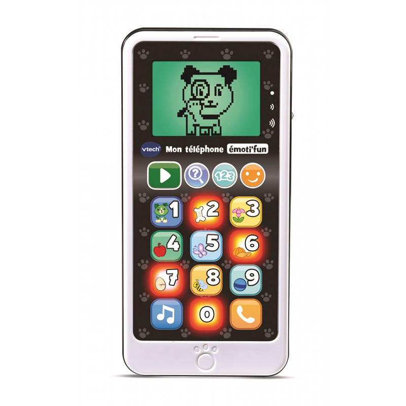 VTECH- Telephone EMOTI'FUN Noir & Blanc Jouets ELECTRONIQUES EDUCATIFS, 80-603785, Multicolore