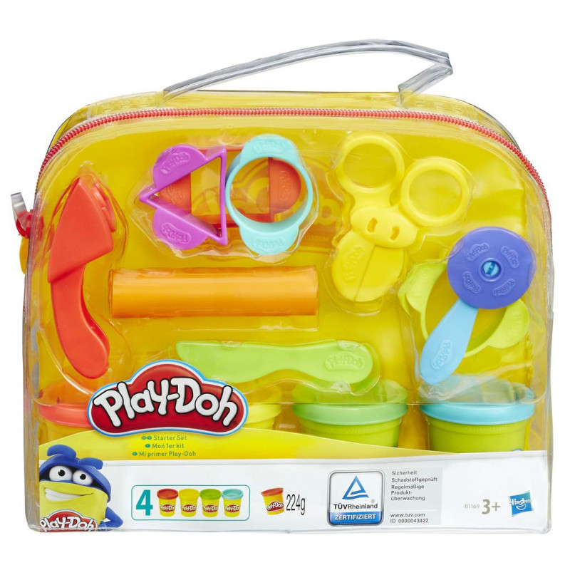 Play-Doh, Mon Premier Kit avec 4 Pots de Pate a Modeler & Pte à Paillettes à partir de 3 ans.