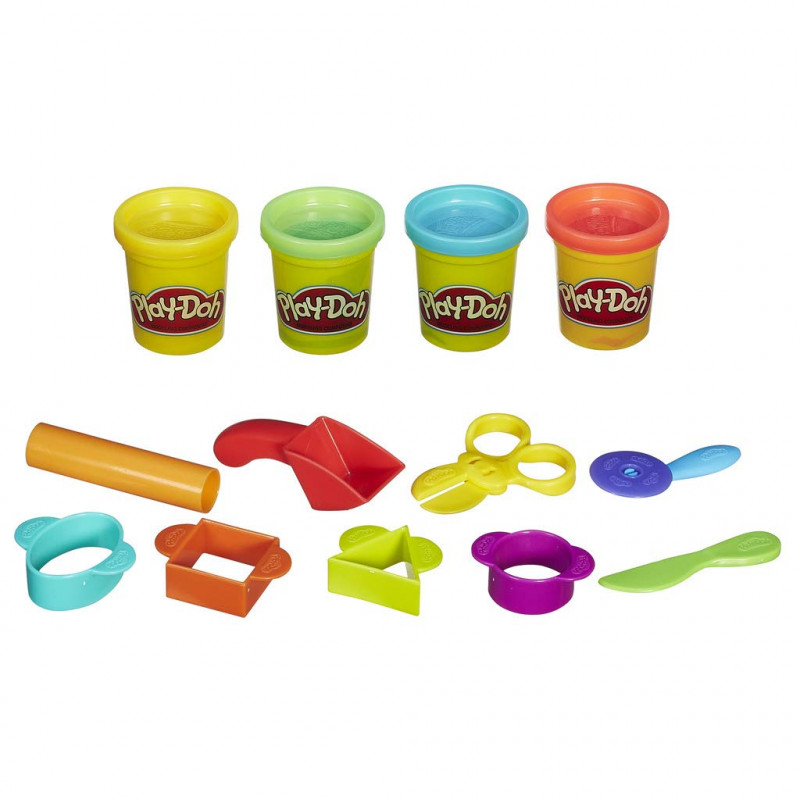 Play-Doh, Mon Premier Kit avec 4 Pots de Pâte a Modeler & Pte à Paillettes  - Dès 3 ans