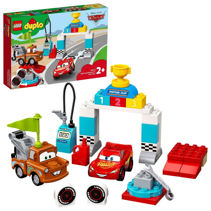 Duplo Cars Le Jour de Course de Flash McQueen, Disney Pixar avec Voitures, Jouet pour Enfants de 2 Ans et Plus