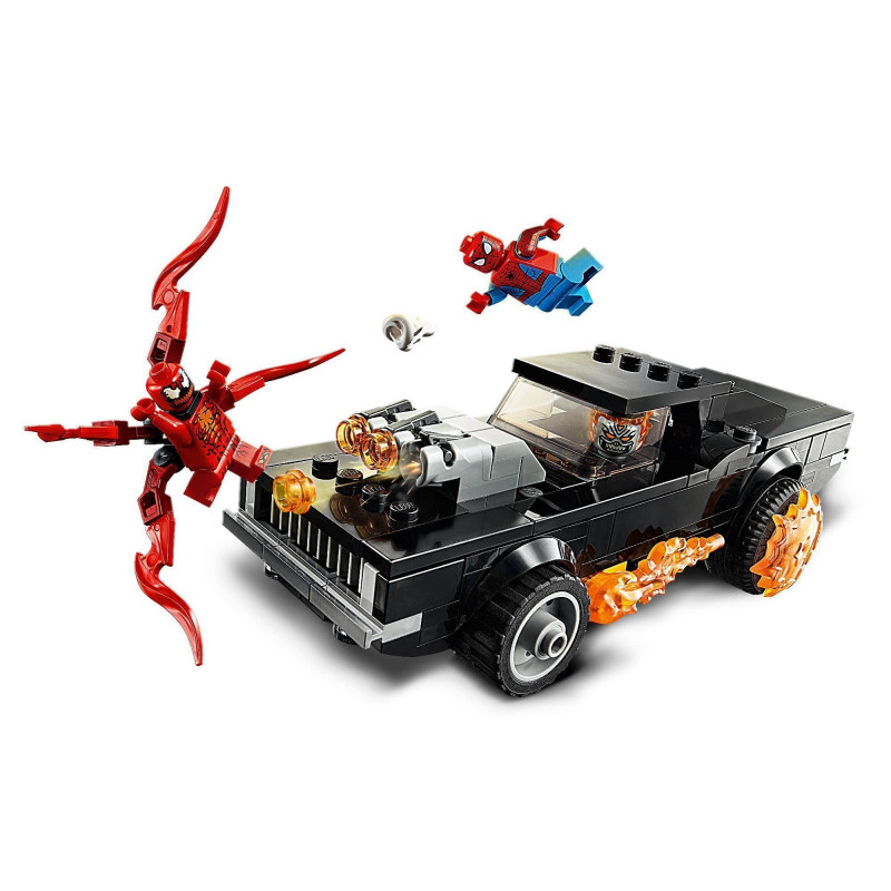 Marvel Super Heroes Spider-Man et Ghost Rider Contre Carnage avec Voiture-Jouet à Construire, Jeu de Super-héros