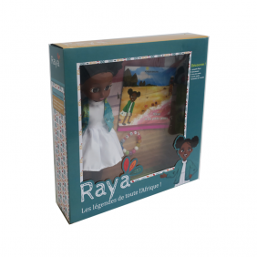 Poupée Raya + livre de contes QR + Bracelet de l'amitié ( Les légendes de toute L'Afrique)