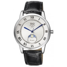 Montre Q&Q Homme - Bracelet Noir En Cuir Véritable - Etanche - QZ10J307Y