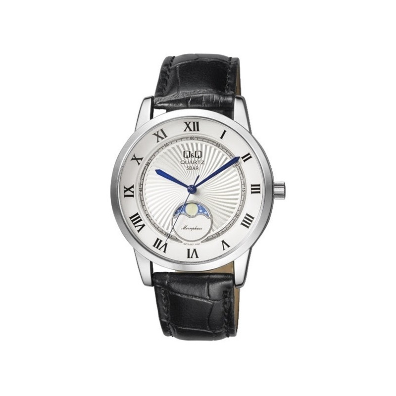 Montre Q&Q Homme - Bracelet Noir En Cuir Véritable - Etanche - QZ10J307Y