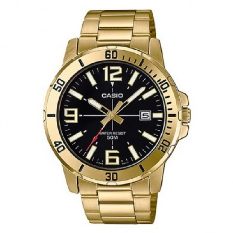 Montre CASIO Homme - Bracelet Dorée En Acier Inoxydable - Résistante à l'eau - MTP-VD01G-1BVUDF