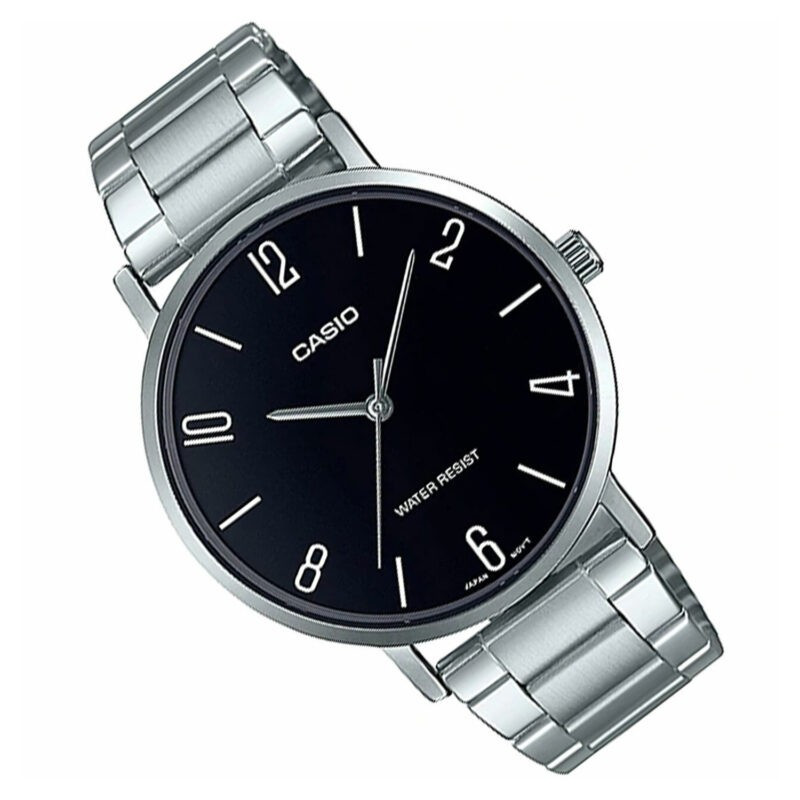 Montre CASIO Homme - Bracelet Gris En Acier Inoxydable - Résistante à l'eau - MTP-VT01D-1B2UDF