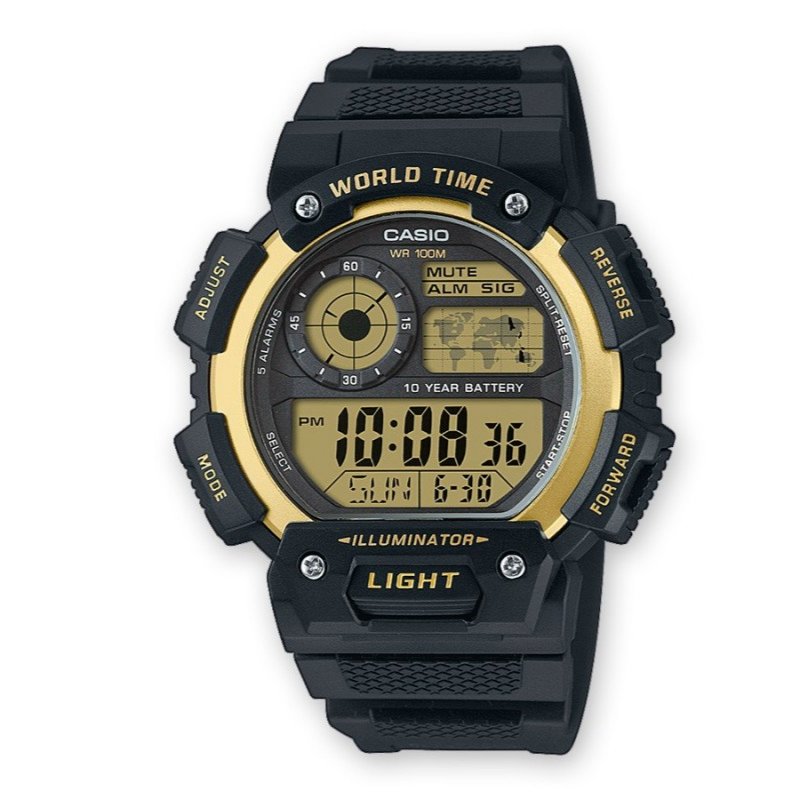 Montre CASIO Homme - Bracelet Noir En Resine -Boitier En Resine - Résistante à l'eau - AE-1400WH-9AVDF