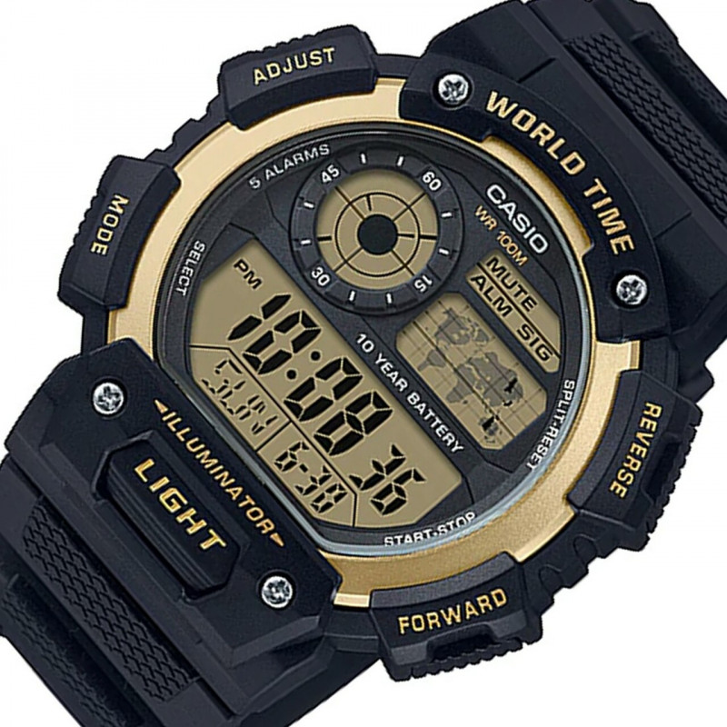 Montre CASIO Homme - Bracelet Noir En Resine -Boitier En Resine - Résistante à l'eau - AE-1400WH-9AVDF