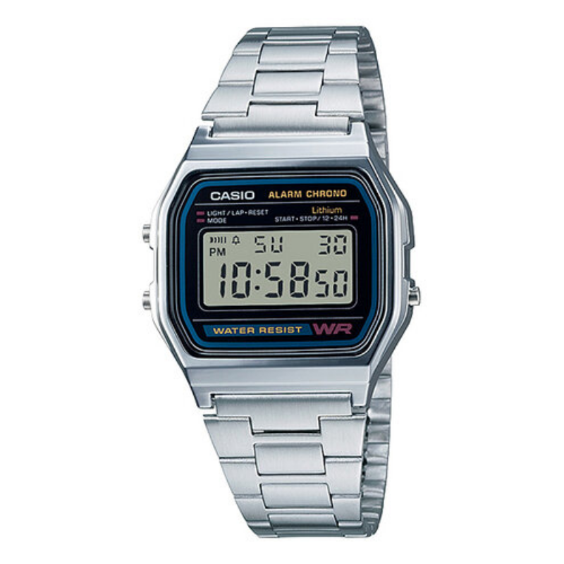 Montre CASIO Unisexe - Bracelet Gris En Acier Inoxydable -Résistante à l'eau - A158WA-1DF