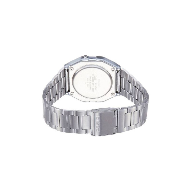 Montre CASIO Unisexe - Bracelet Gris En Acier Inoxydable -Résistante à l'eau - A158WA-1DF