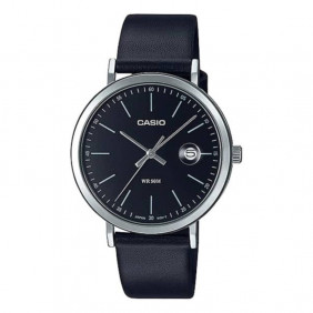 Montre CASIO Homme - Bracelet Noir En Cuir Véritable - Résistante à l'eau - 12 Mois De Garantie - MTP-E175L-1EVDF