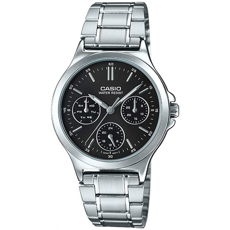 Montre CASIO Femme - Bracelet Gris En Acier Inoxydable - Résistante à l'eau - 12 Mois De Garantie - LTP-V300D-1AUDF