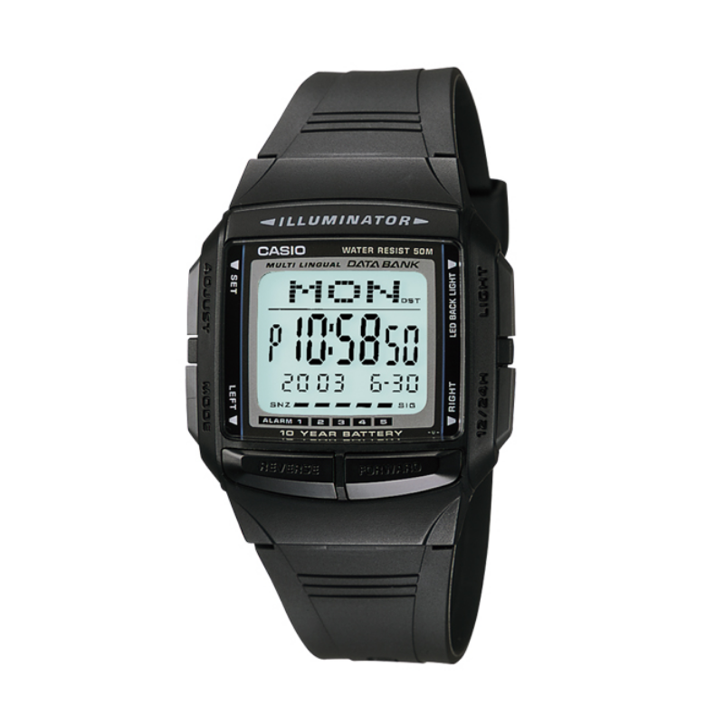 Montre CASIO Jeunesse - Bracelet Noir En Resine - Boitier En Resine - Résistante à l'eau - 12 Mois De Garantie - DB-36-1AVDF