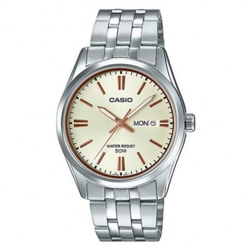Montre CASIO Homme - Bracelet Gris En Acier Inoxydable -Résistante à l'eau - 12 Mois De Garantie - MTP-1335D-9AVDF