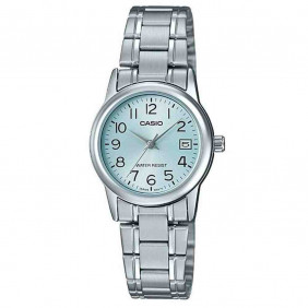 Montre CASIO Femme - Bracelet Gris En Acier Inoxydable - Résistante à l'eau - 12 Mois De Garantie - LTP-V002D-2BUDF