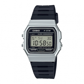 Montre CASIO Unisexe - Bracelet Noir En Resine - Cadran Blanc - Boitier En Resine - 12 Mois De Garantie - F-91WM-7ADF