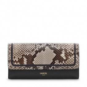 PORTEFEUILLE A RABAT PREMIER FLIRT PYTHON CUIR LANCEL 6K BLACK/ROCCIA