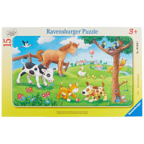 Ravensburger - 06066 - Puzzle Enfant avec Cadre - Affectueux Animaux - 15 Pièces