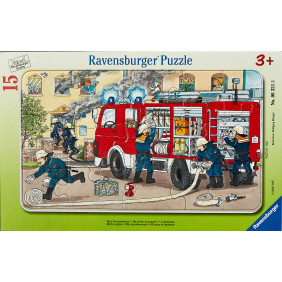Ravensburger - 06321 - Puzzle Enfant avec Cadre - Ma Voiture De Pompier - 15 Pièces