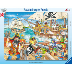 Ravensburger- Puzzle Cadre 30-48 pièces L'attaque des Pirates Enfant
